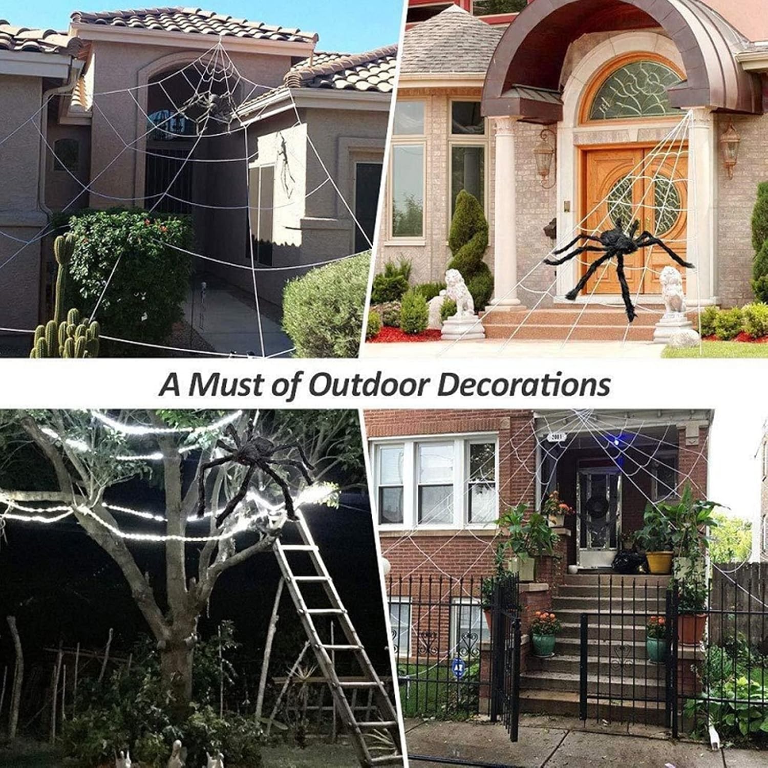 🕷️16FT Giant Halloween Spider Web with 35" Posable Spider – Outdoor Yard & Indoor Halloween Decoration Set