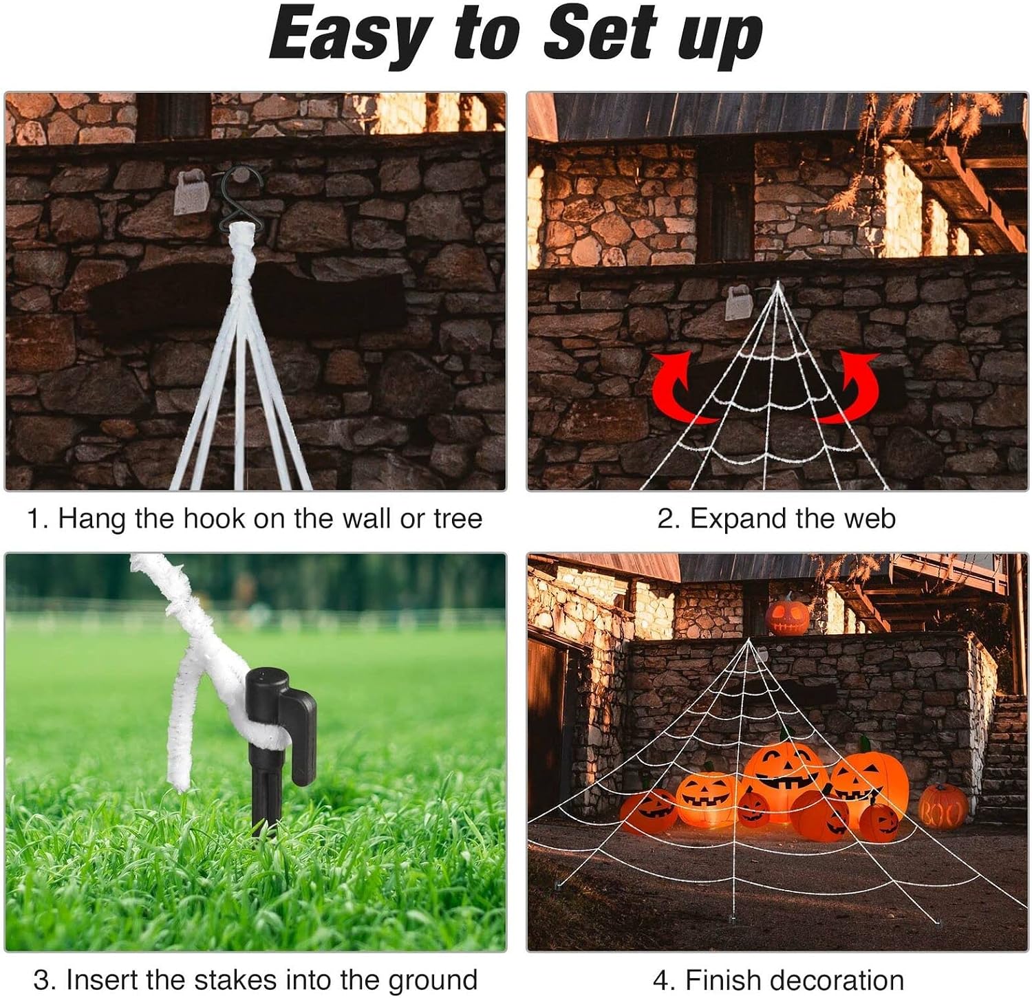 🕷️16FT Giant Halloween Spider Web with 35" Posable Spider – Outdoor Yard & Indoor Halloween Decoration Set