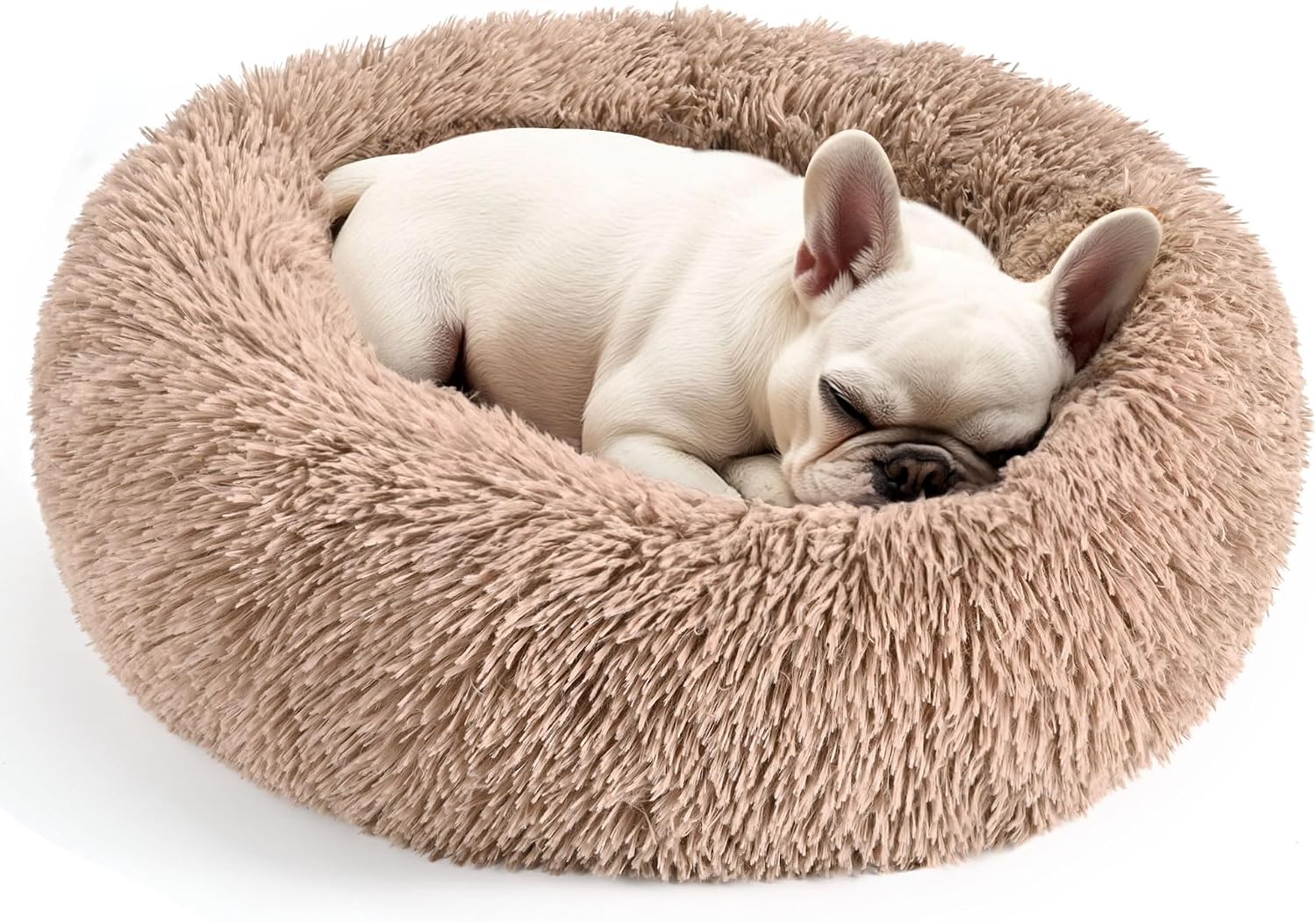 CARTSHAVEN Dog & Cat Bed for Indoor Cats, 20in Calming Donut Bed (Light Grey)