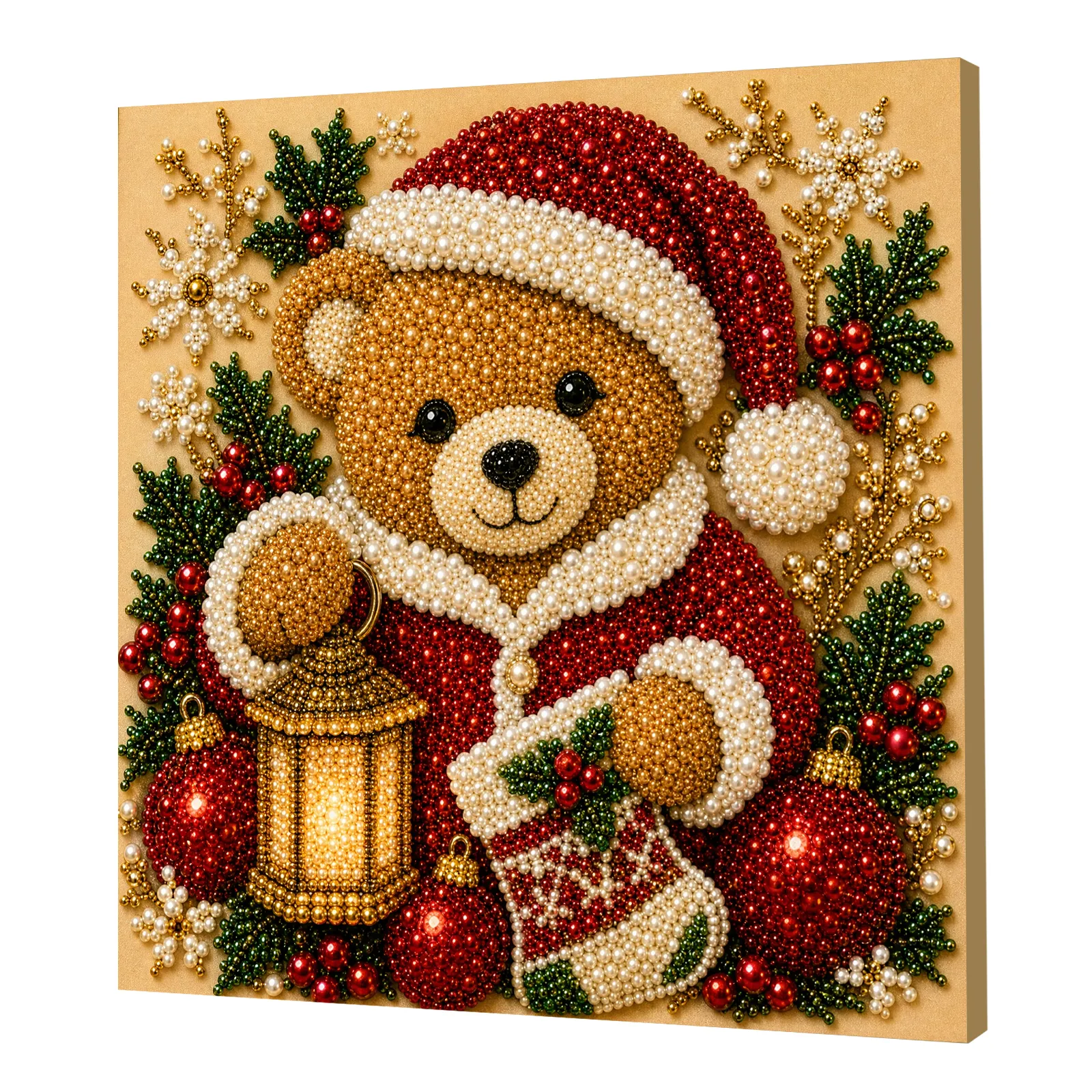 🐻Framed Christmas Bear - Pearls Painting Kit