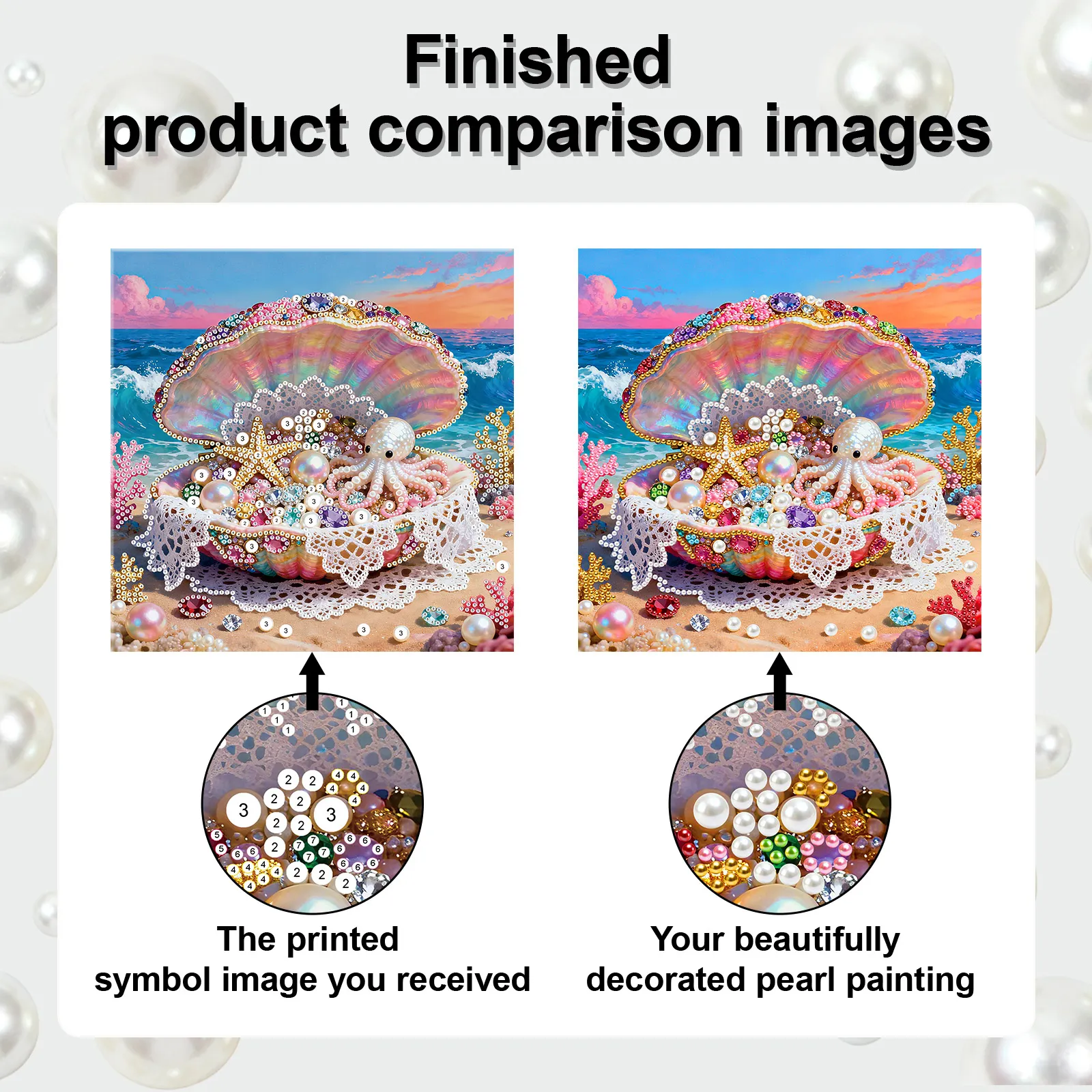 Framed Dreamy Pearl Seashell - Pearls Painting Kit for Creativity DIY