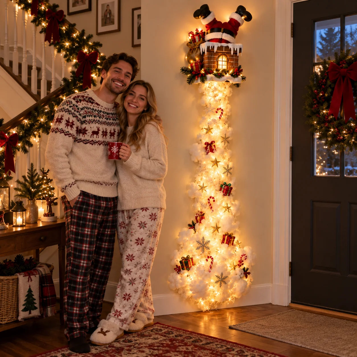 Santa Chimney wall light in customer entryway