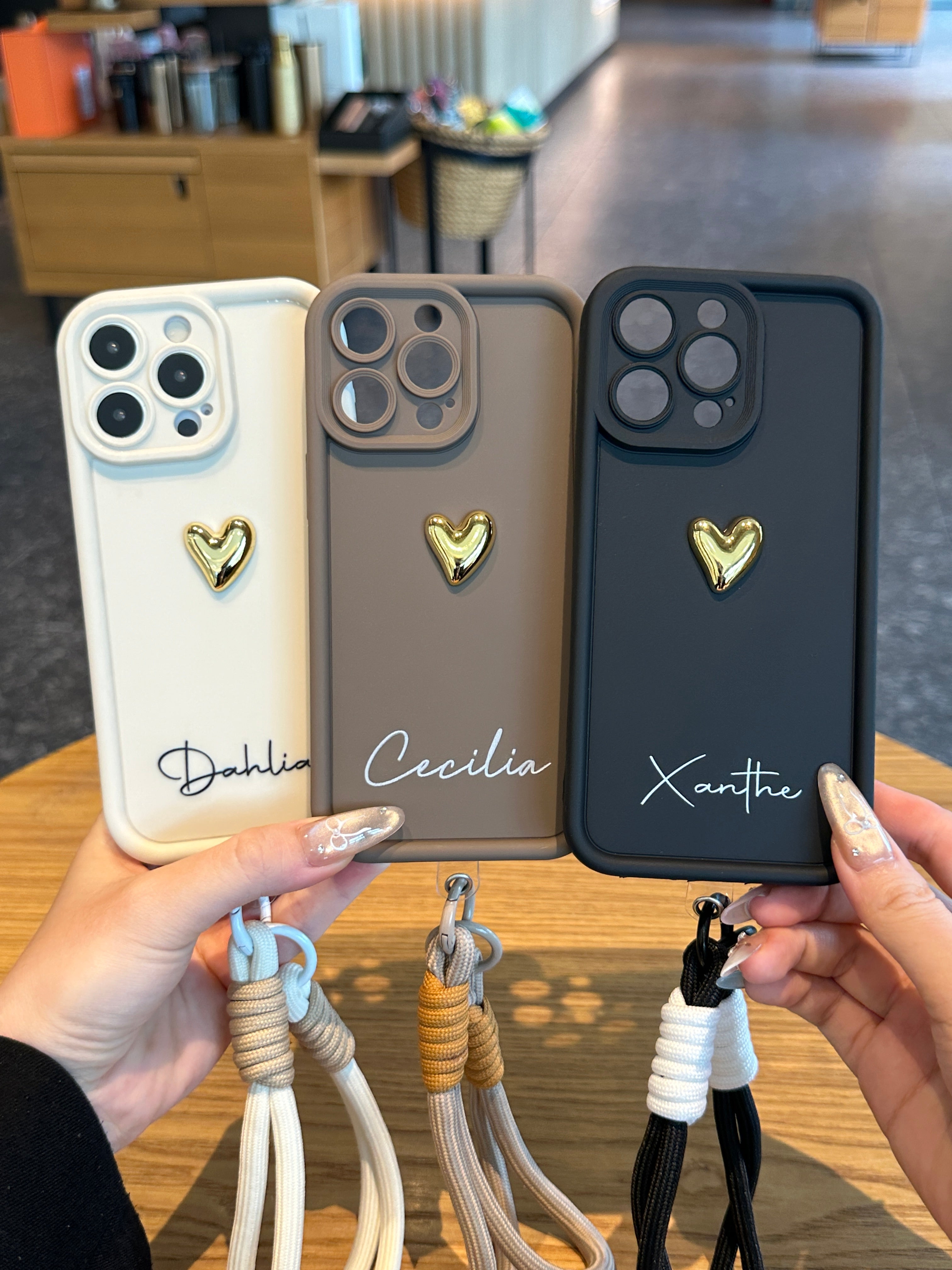 Luxury 3D Gold Heart Personalized Name Signature Series Phone Case
