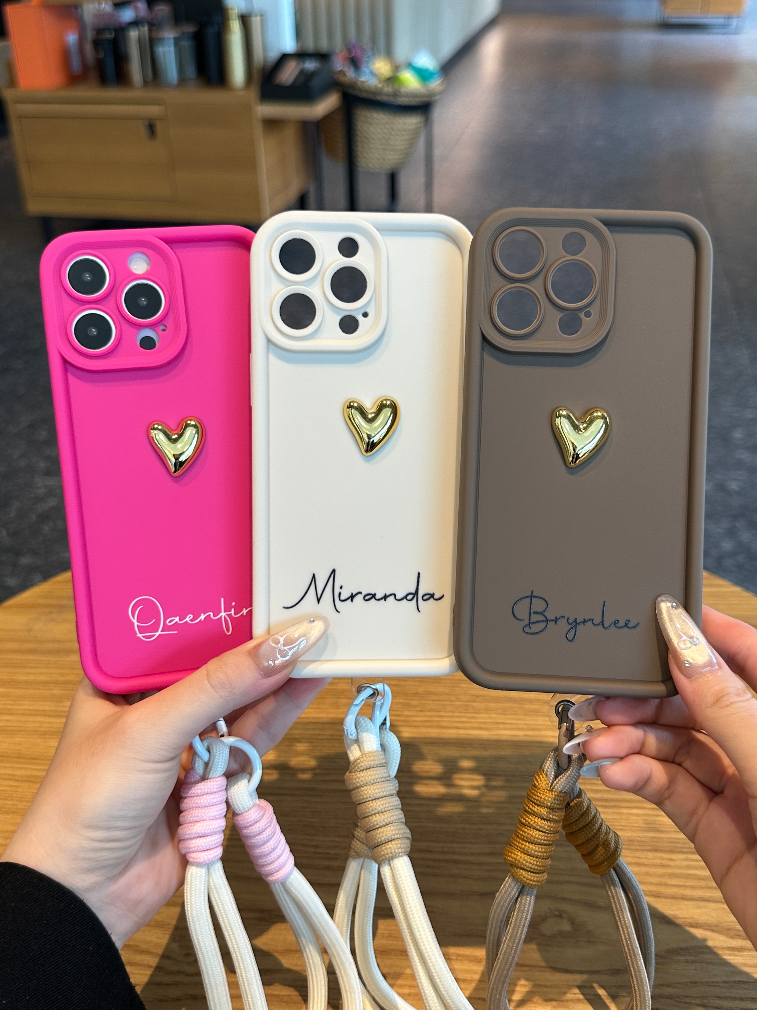 Luxury 3D Gold Heart Personalized Name Signature Series Phone Case