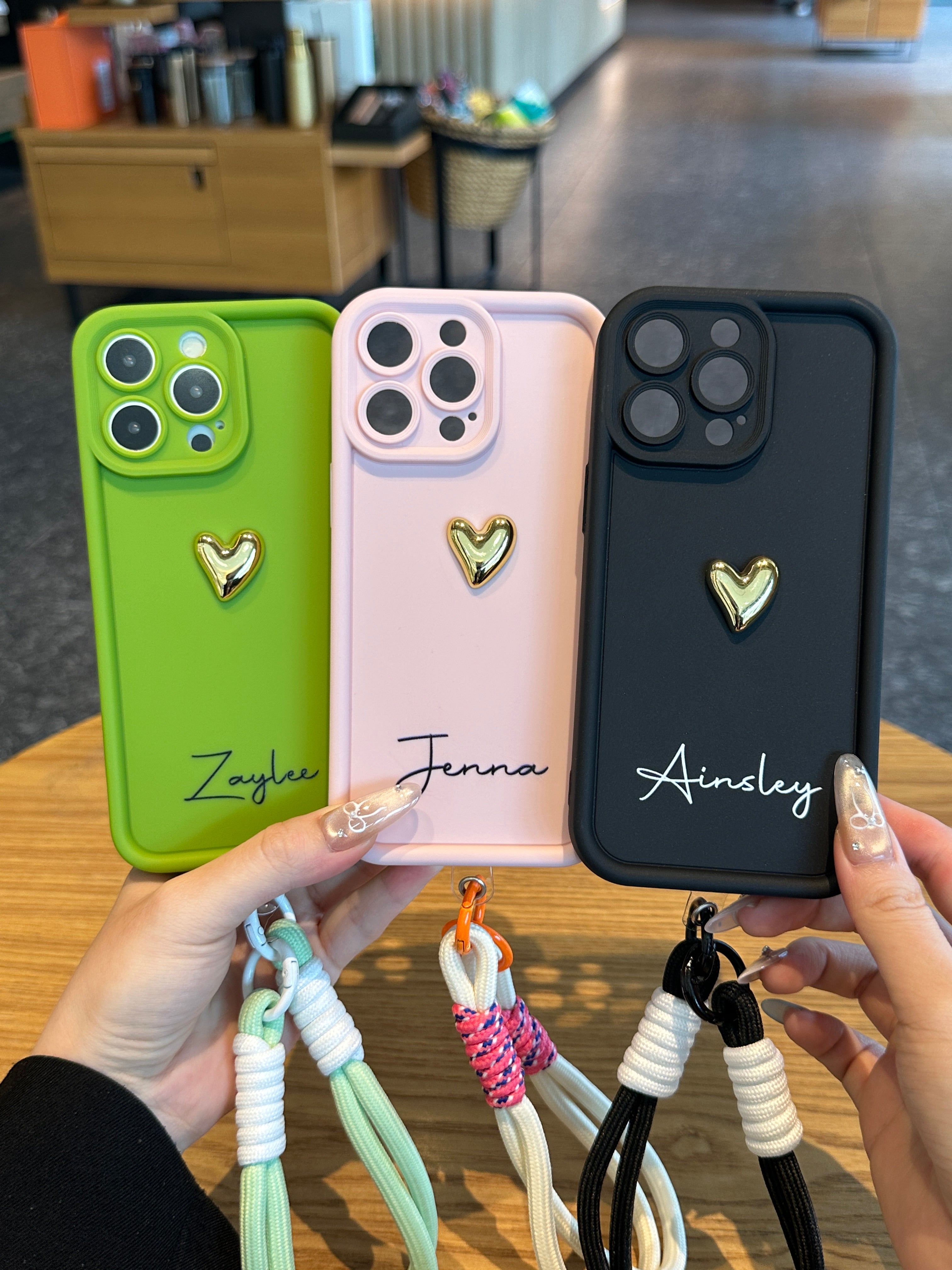 Luxury 3D Gold Heart Personalized Name Signature Series Phone Case