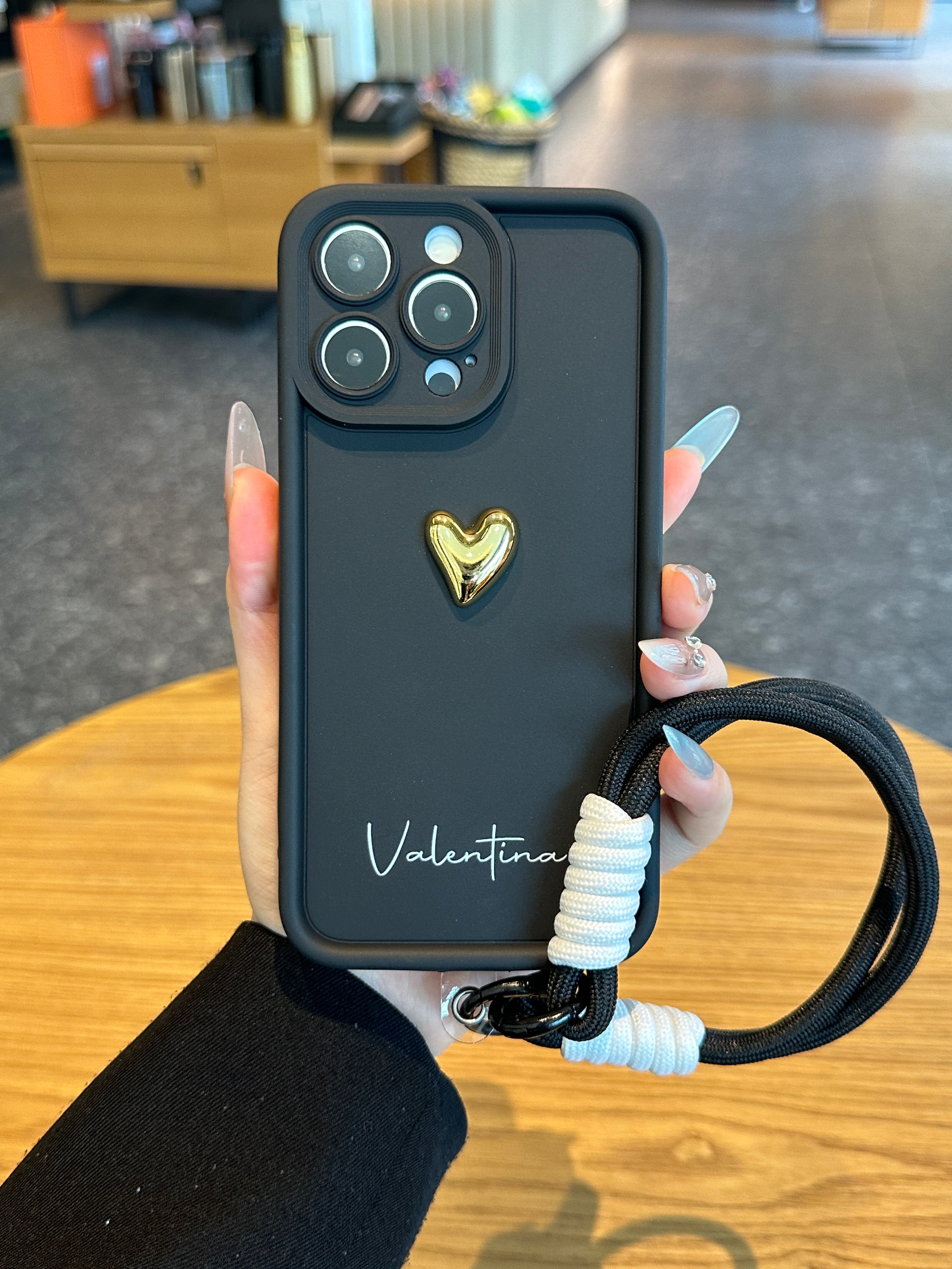 Luxury 3D Gold Heart Personalized Name Signature Series Phone Case