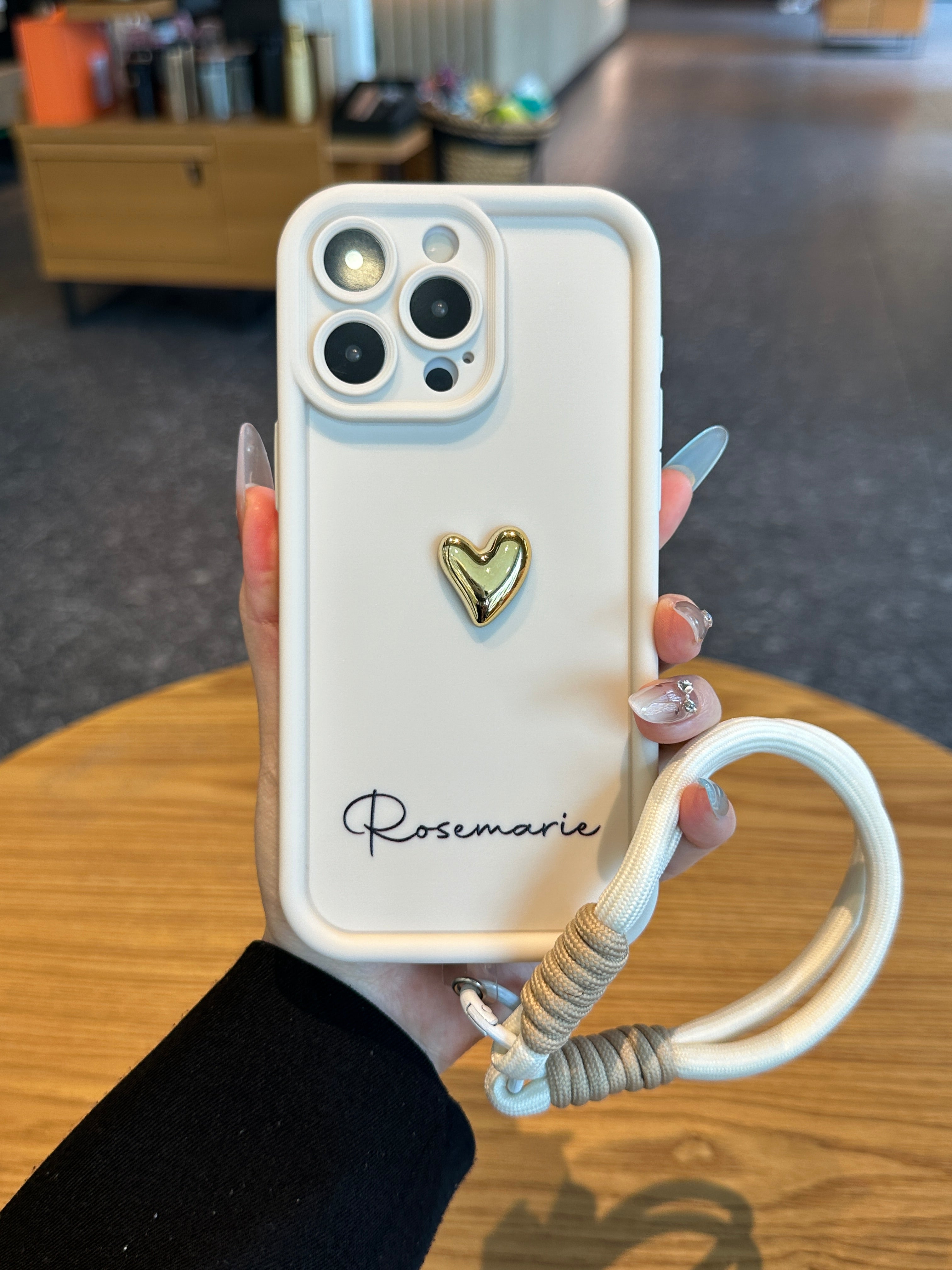 Luxury 3D Gold Heart Personalized Name Signature Series Phone Case