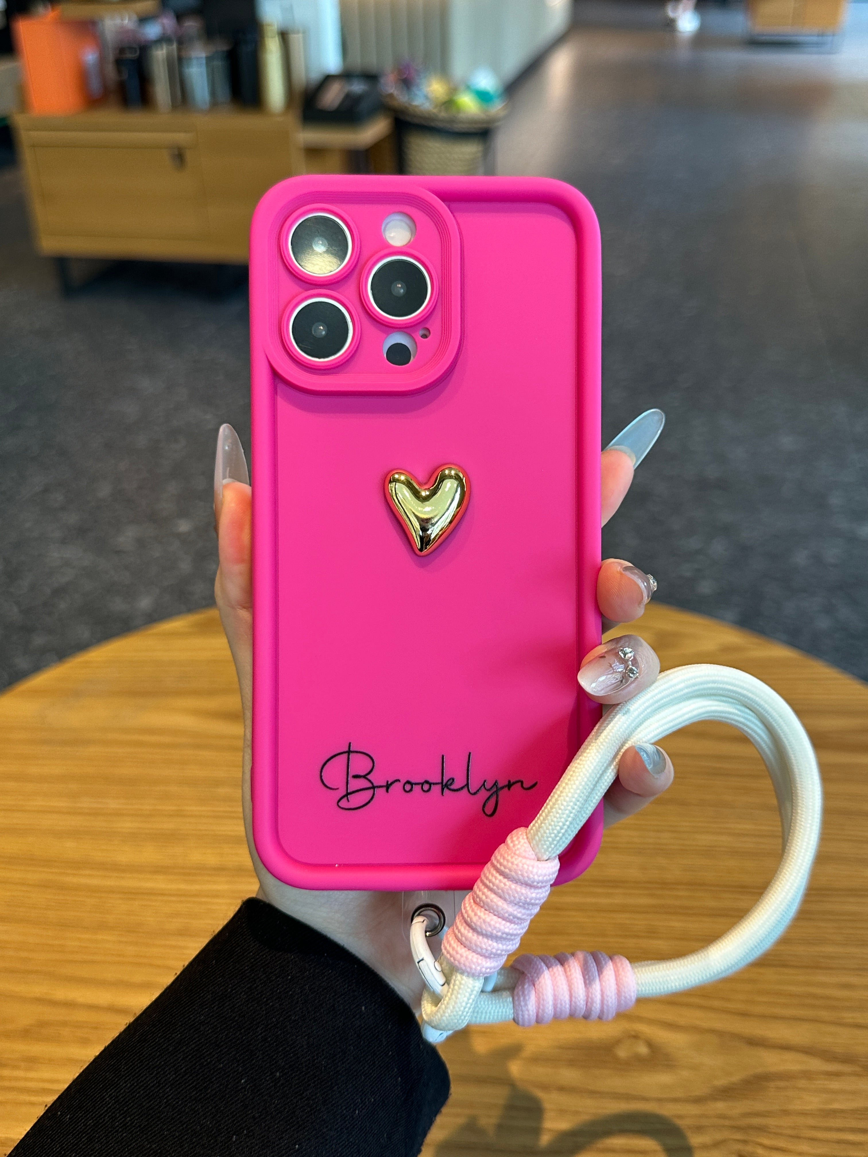 Luxury 3D Gold Heart Personalized Name Signature Series Phone Case