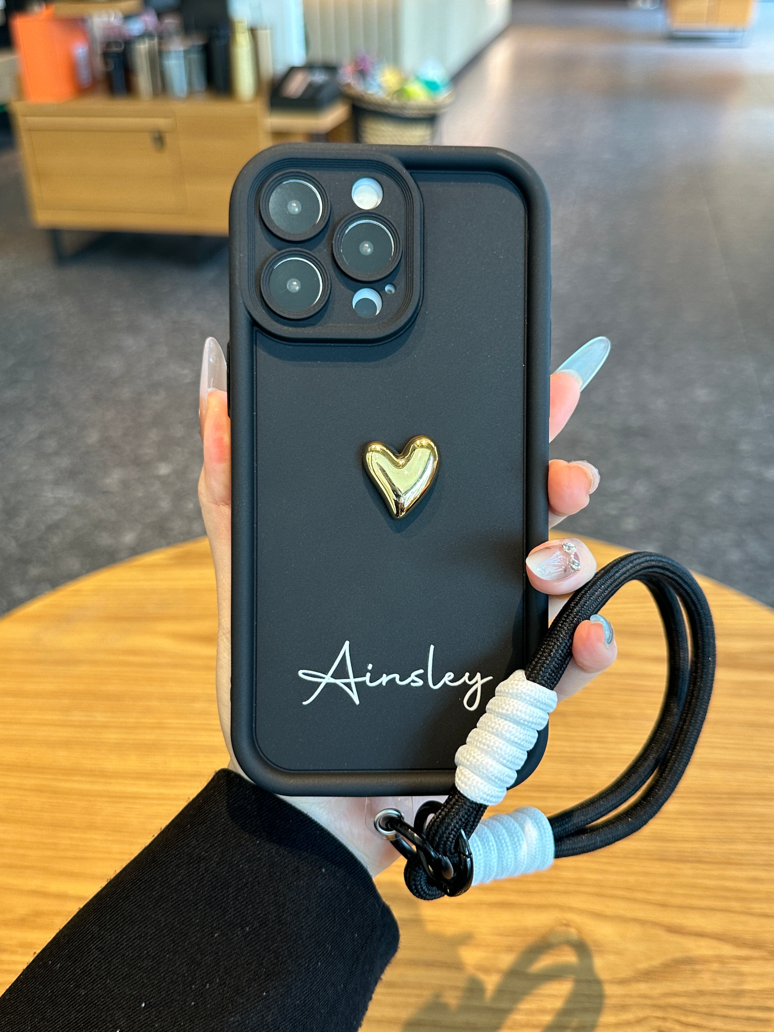 Luxury 3D Gold Heart Personalized Name Signature Series Phone Case