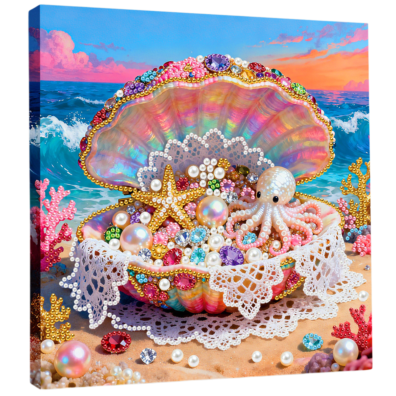 Framed Dreamy Pearl Seashell - Pearls Painting Kit for Creativity DIY
