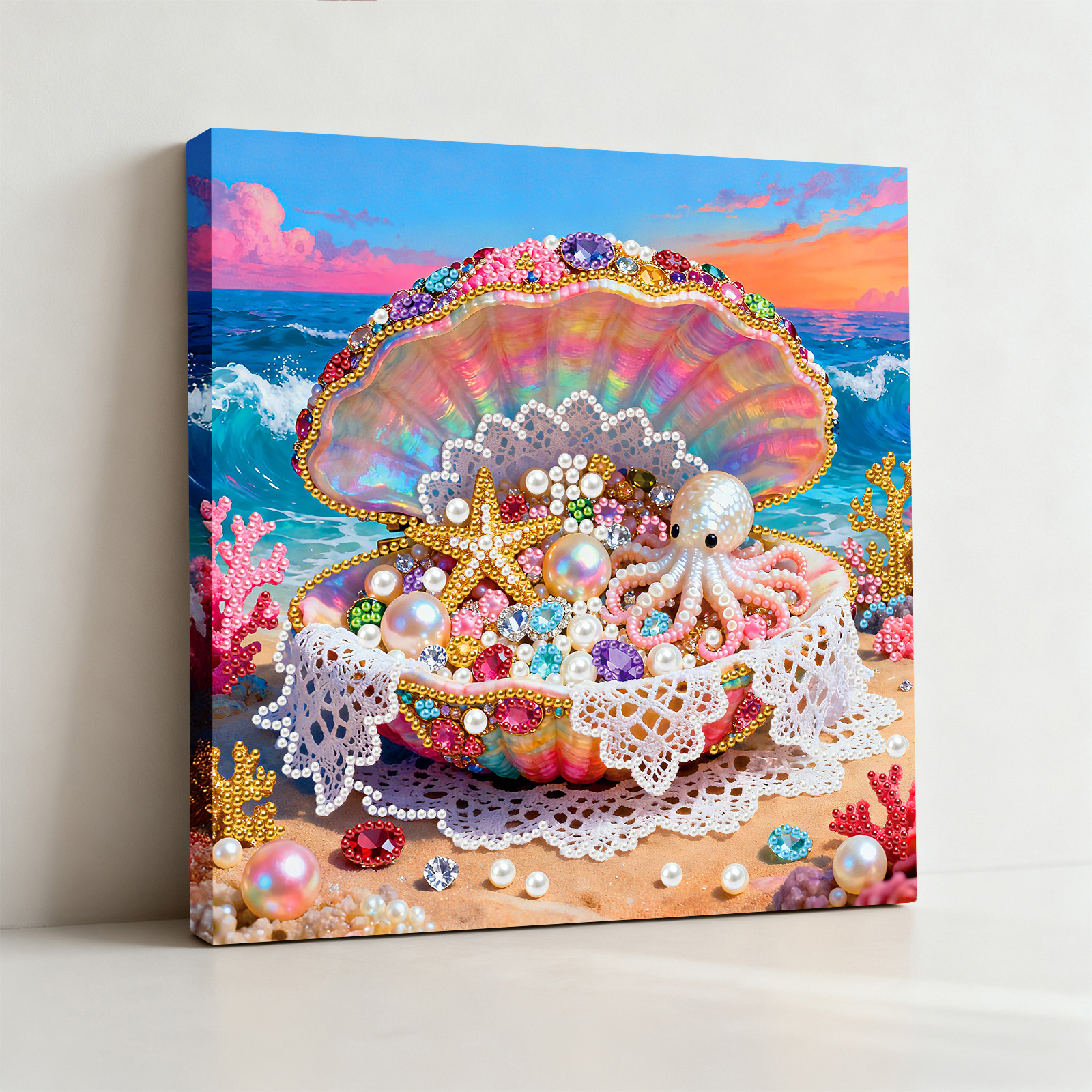 Framed Dreamy Pearl Seashell - Pearls Painting Kit for Creativity DIY