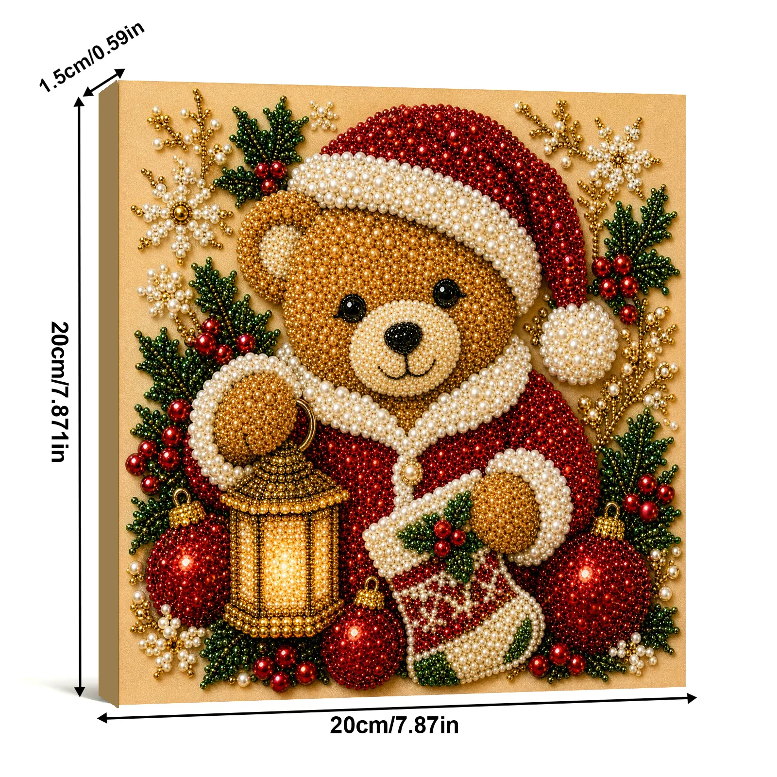 🐻Framed Christmas Bear - Pearls Painting Kit