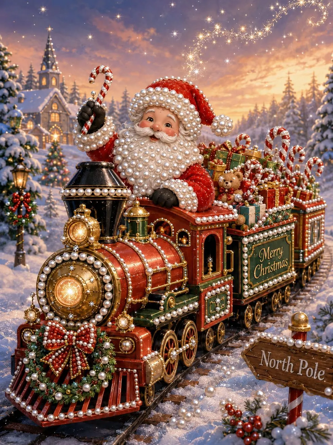 🧑‍🎄Framed Christmas Train-Pearls Painting Kit