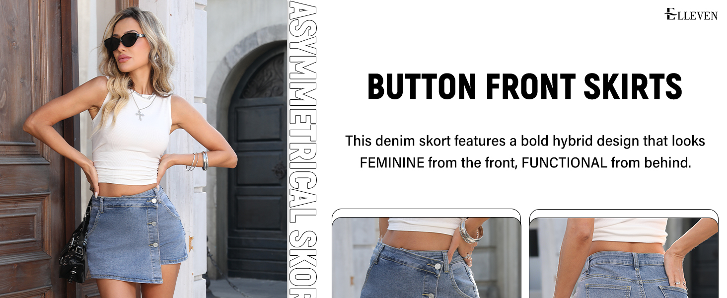denim wrap skort