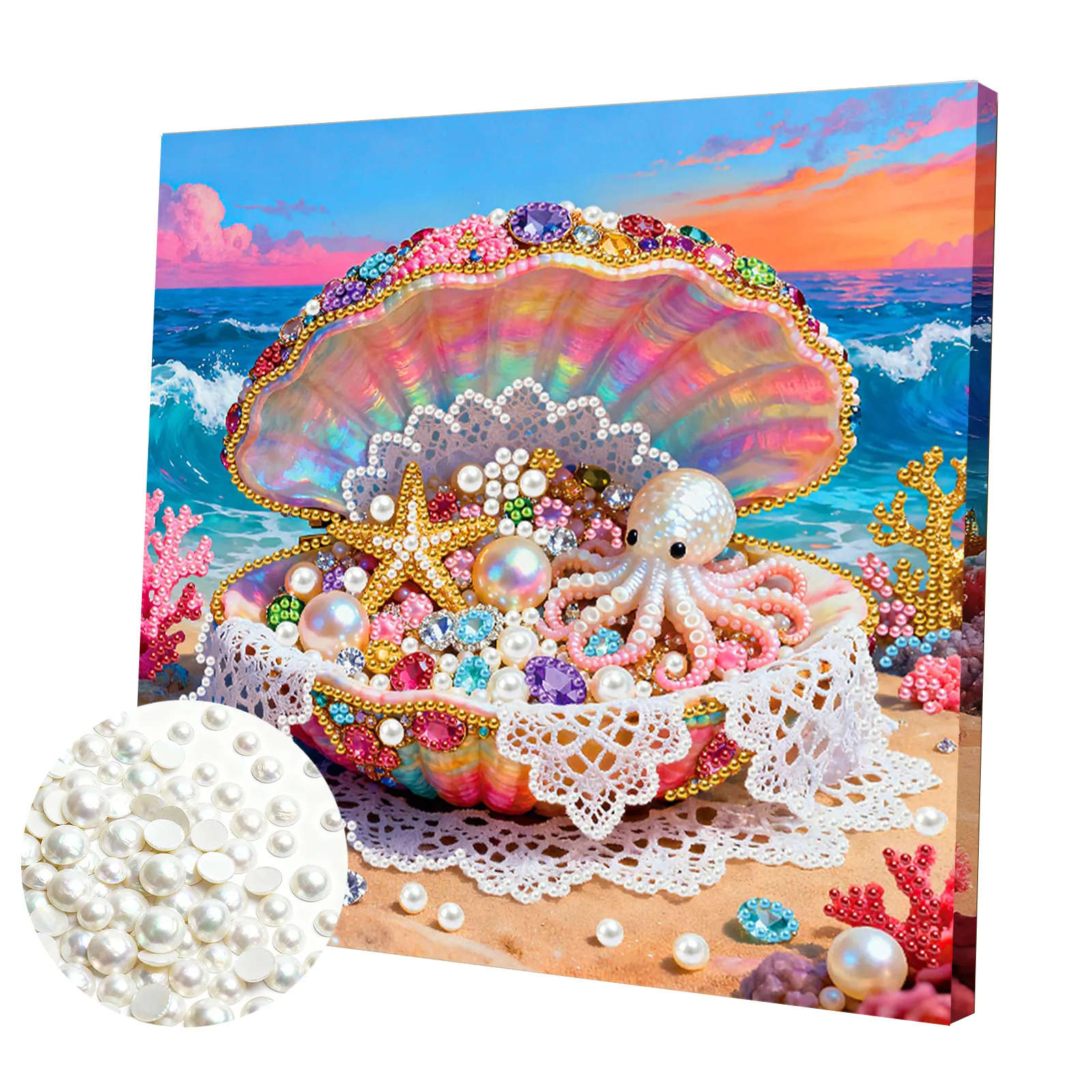 Framed Dreamy Pearl Seashell - Pearls Painting Kit for Creativity DIY
