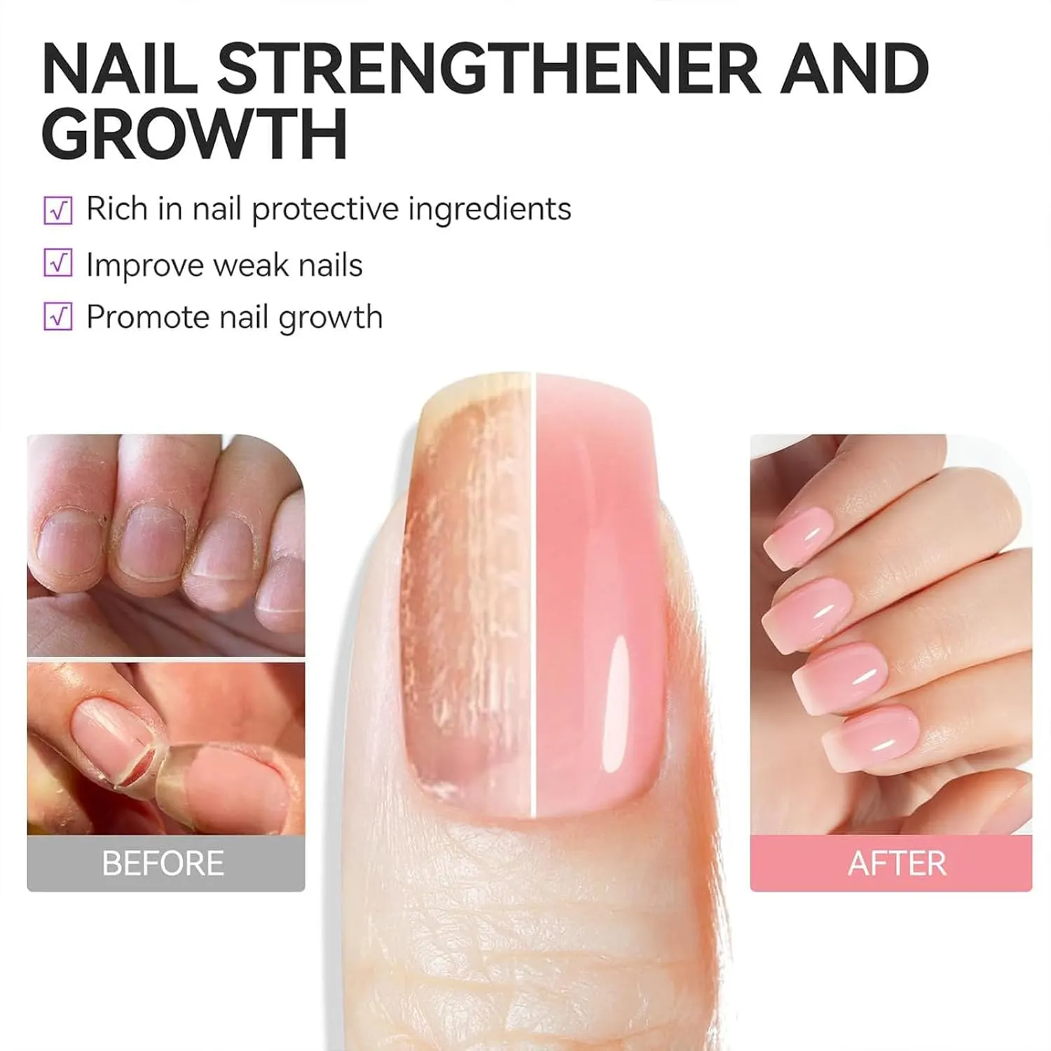 📢📢Buy One Get One Free!! ⏰💖✨Natural Pink Glossy Mirror Nail Strengthener