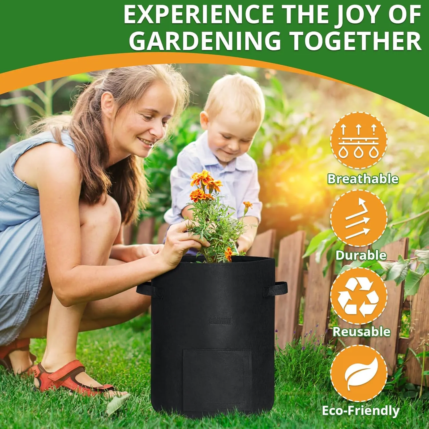 GOTGELIF 10 Gallon Potato Grow Bags with Flap, Thickened Nonwoven Fabric Grow Bags for Growing Potatoes, Carrots, Onion, etc Vegetables, Plants & Fruits - Black magnetic  levitation