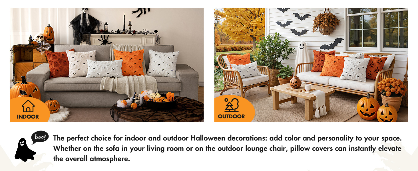 Cute Ghost Spooky Fall Throw Pillows