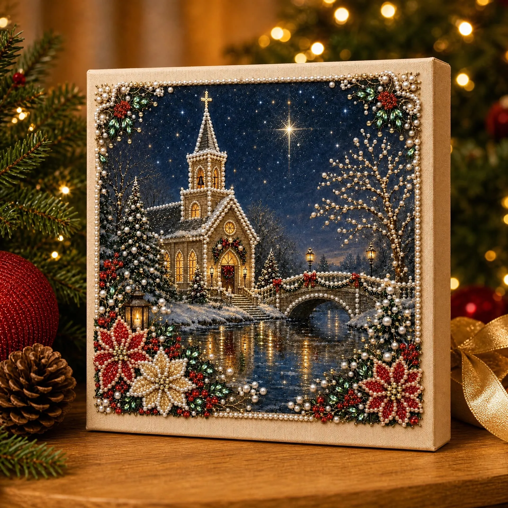 🏠Framed Winter Church - Pearls Painting Kit