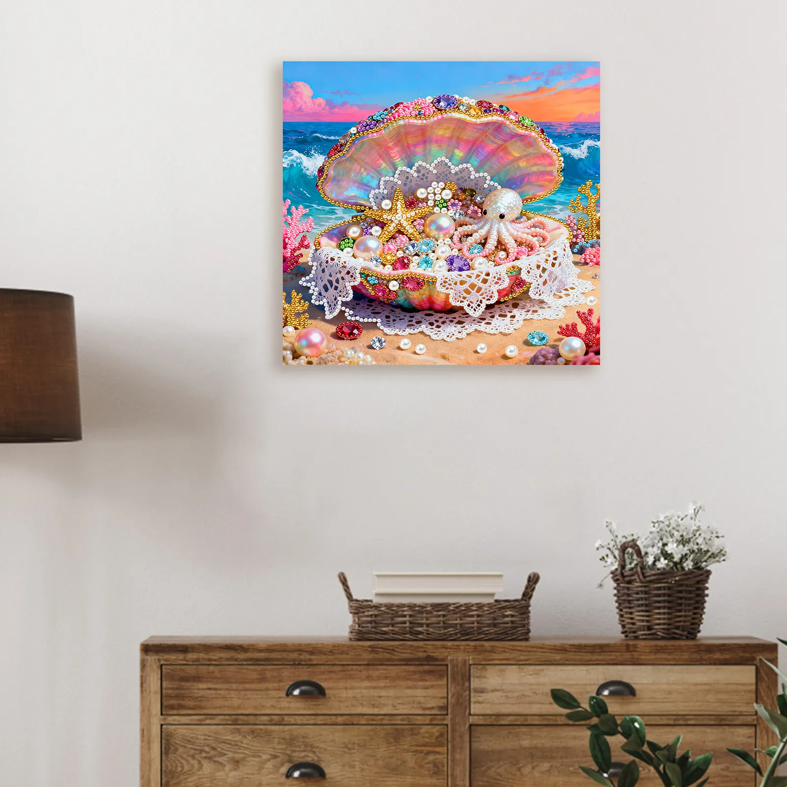 Framed Dreamy Pearl Seashell - Pearls Painting Kit for Creativity DIY