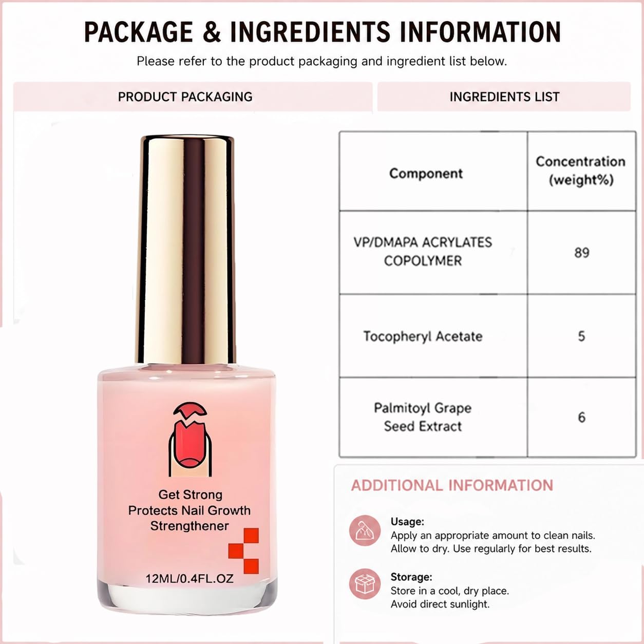 📢📢Buy One Get One Free!! ⏰💖✨Natural Pink Glossy Mirror Nail Strengthener