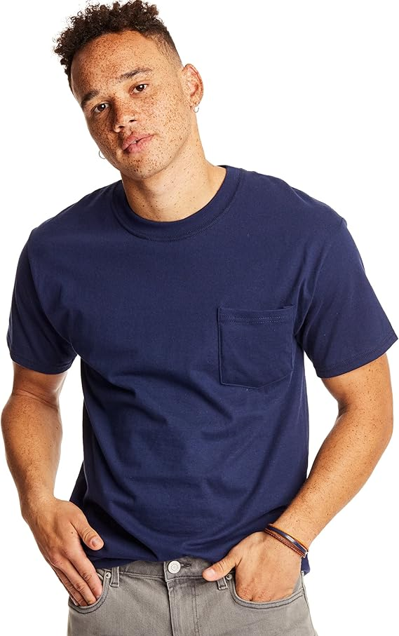 Men's T-shirt short sleeved cotton blend T-shirt round neck casual summer basic T-shirt