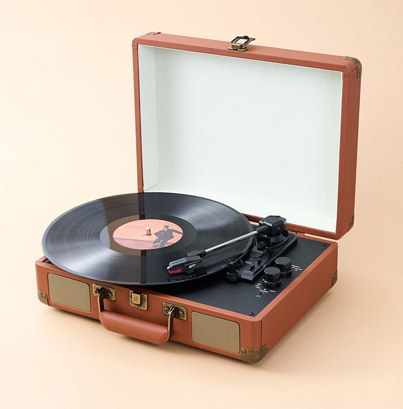 Auryvox Heritage VT-80: Tragbarer Koffer-Plattenspieler mit eingebauten Lautsprechern für authentische Vinyl-Wiedergabe