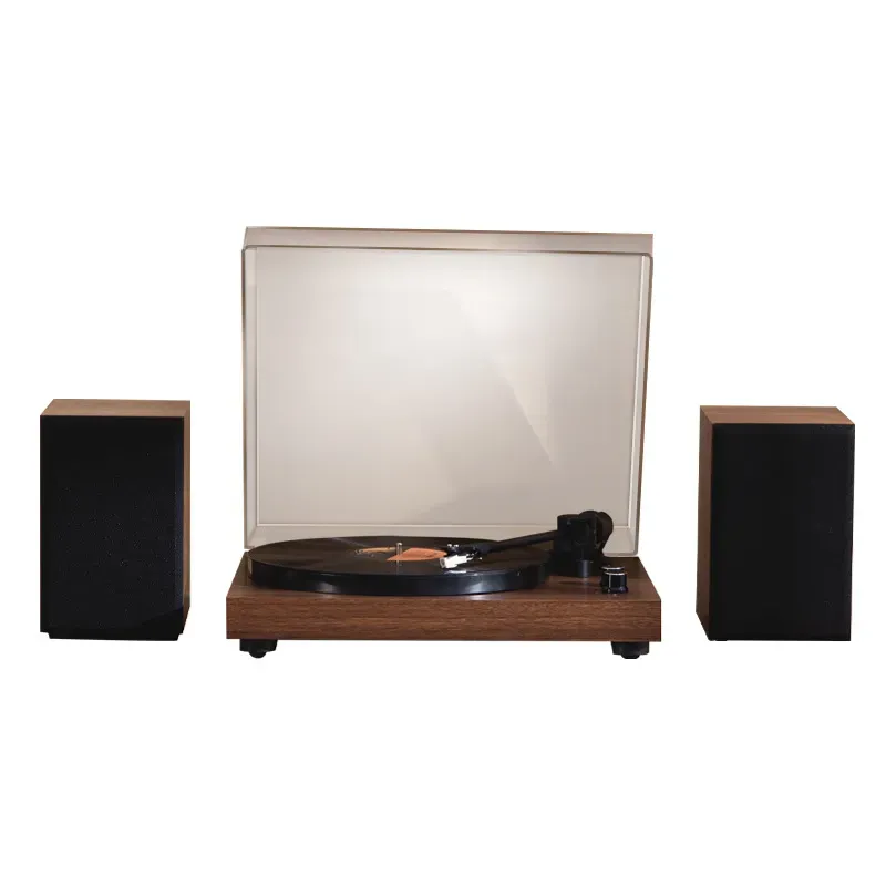 Auryvox VX100 Retro-Plattenspieler mit Holzmaserung und Audio-Technica-Nadel, All-in-One-Tonabnehmer mit beweglichem Magneten für Vinylplatten