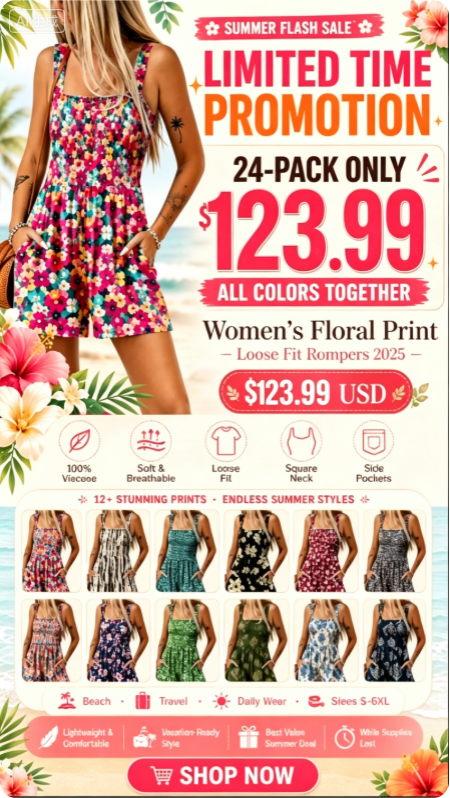 Women's Floral Print Loose Fit Rompers 2025