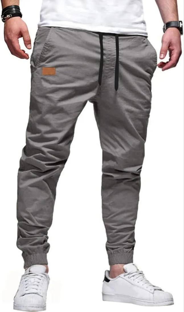 Mens Casual Joggers Pants - Cotton Drawstring Chino Cargo Pants Hiking Outdoor Twill Track Jogging Sweatpants Pants