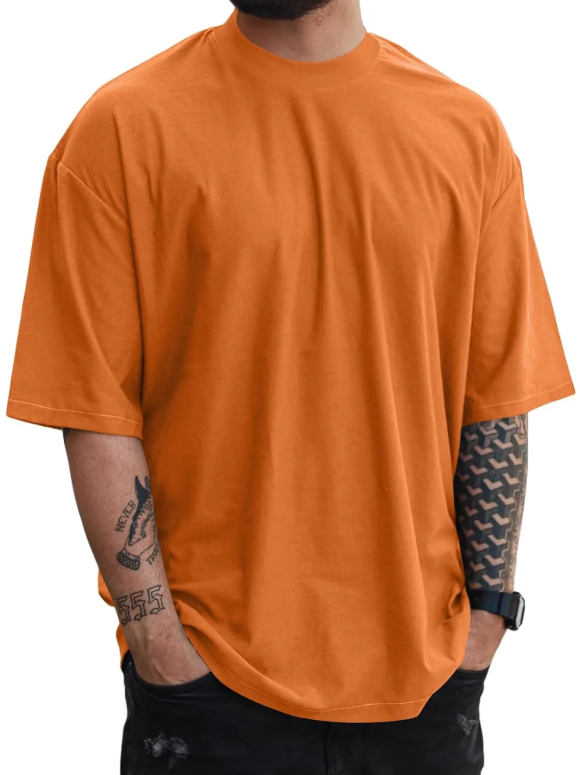 Mens Fashion Short Sleeve Tshirts Workout Oversize Pullover Solid Color Casual Tees