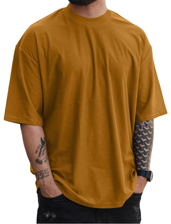 Mens Fashion Short Sleeve Tshirts Workout Oversize Pullover Solid Color Casual Tees