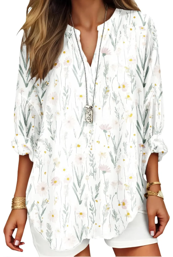 Women's Boho Floral Print Plus Size Fall T Shirts Long Sleeve V Neck Casual Dressy Tops Summer Beach Tunic Blouses