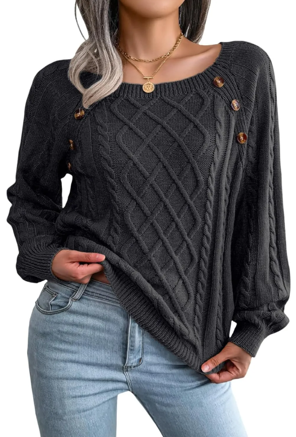 Casual Sweater for Women Crewneck Long Sleeve Solid Slouchy Clothes Knit Cozy Soft Pullover Fashion Trendy Outfit Tops