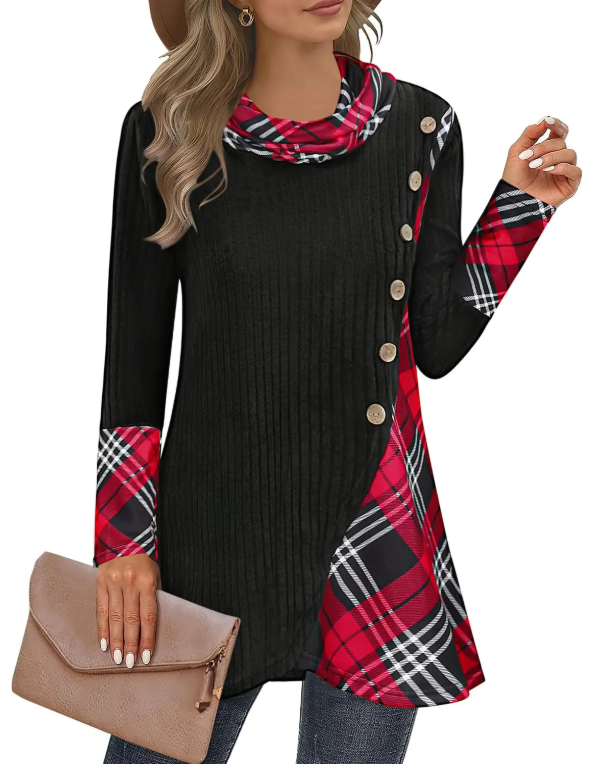 Women's Cowl Neck Pullover Sweaters Lightweight Long Sleeve Tunic Sweatshirts Asymmetric Hem Knit Sweater