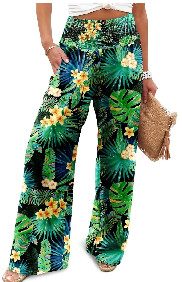 Women's Palazzo Lounge Pants Casual Wide Leg Pants High Waist Flowy Toursers with Pockets