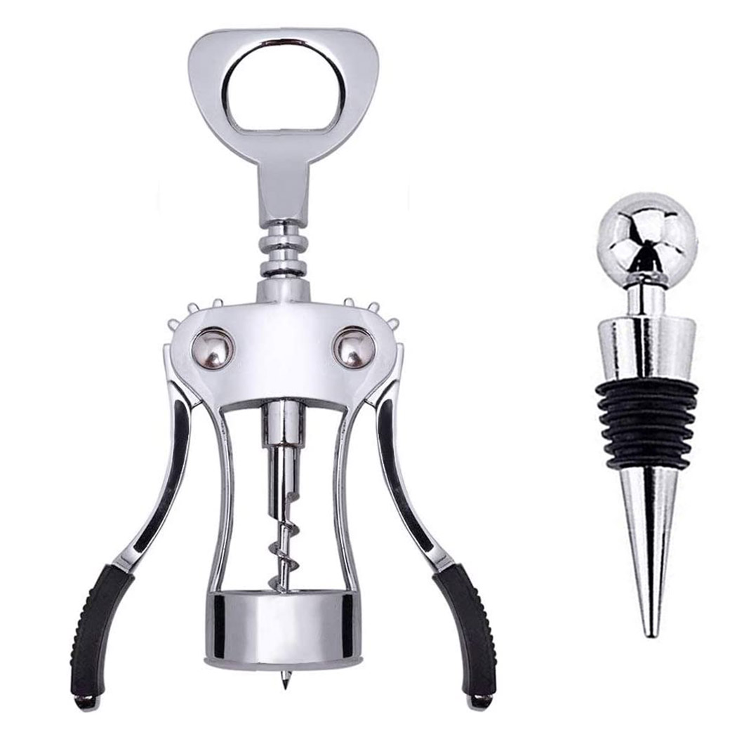 Wing Corkscrew Wine Bottle Opener with Bottle Stopper
