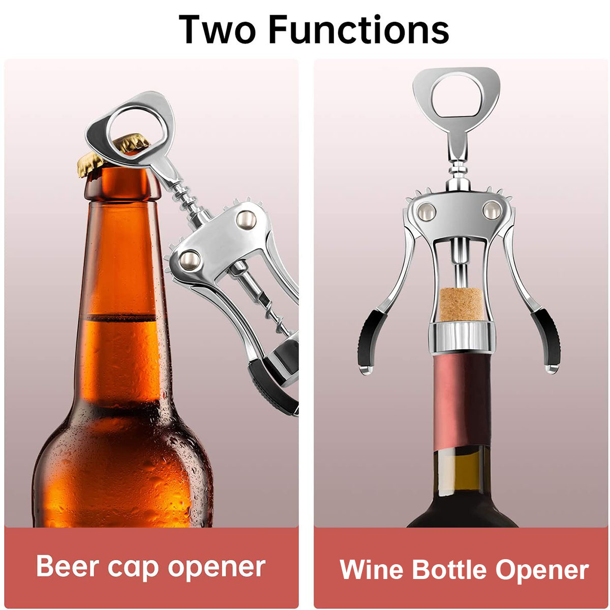 Wing Corkscrew Wine Bottle Opener with Bottle Stopper
