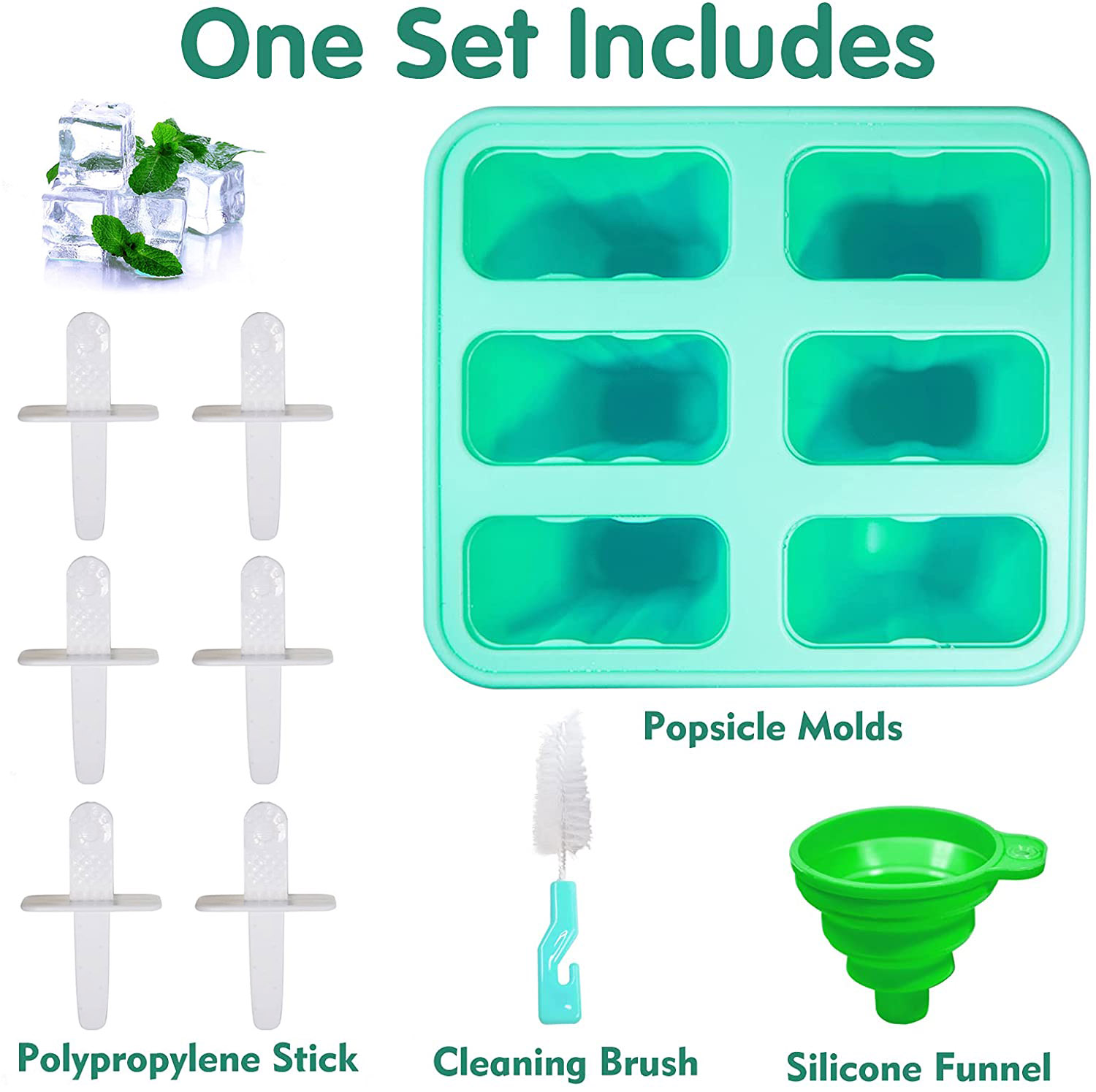 Ice Lolly Moulds with Sticks, 6 Cavities Popsicle Mould, Food Grade Silicone, BPA-Free  ﻿