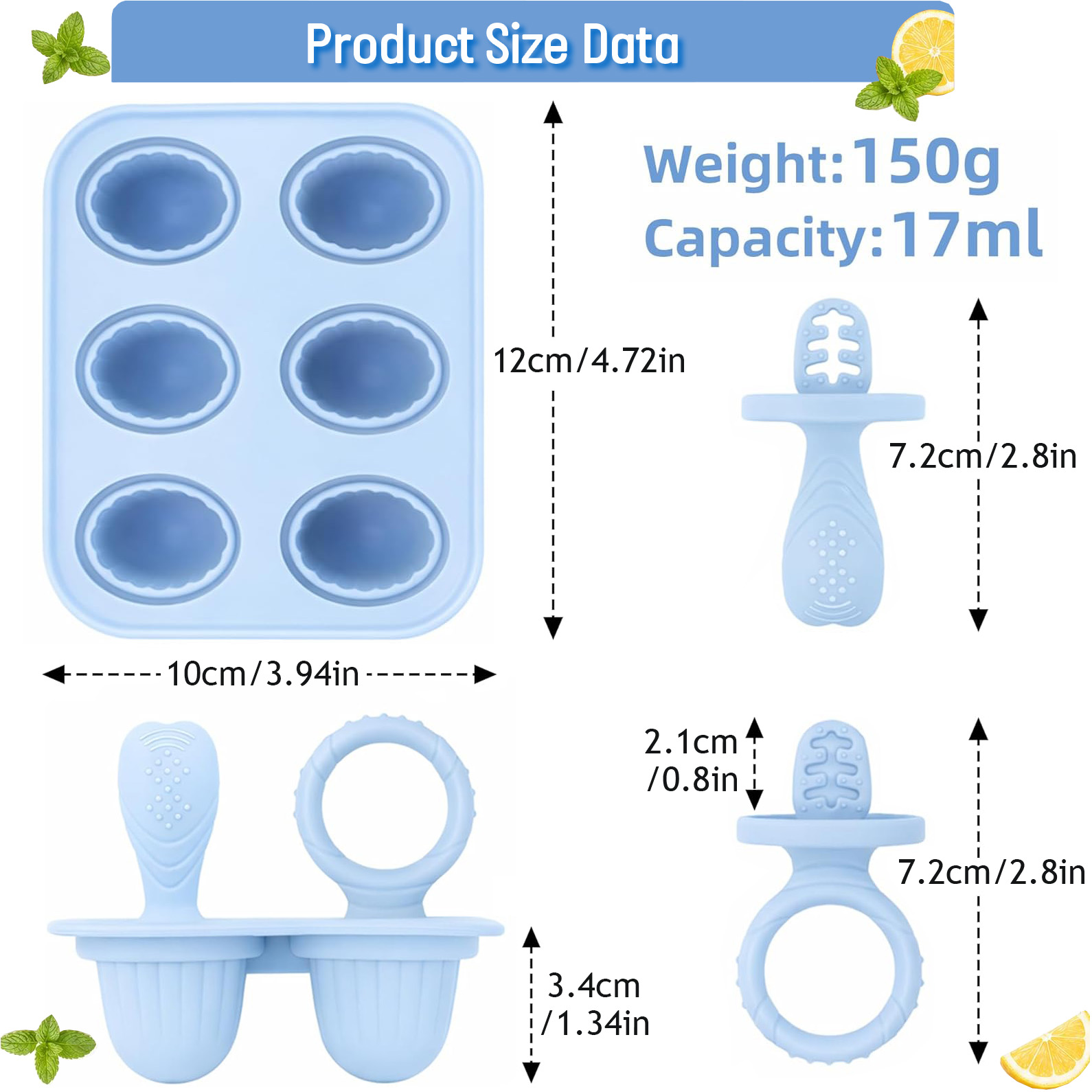 Mini Ice Lolly Moulds Kit for Toddlers, BPA Free Silicone