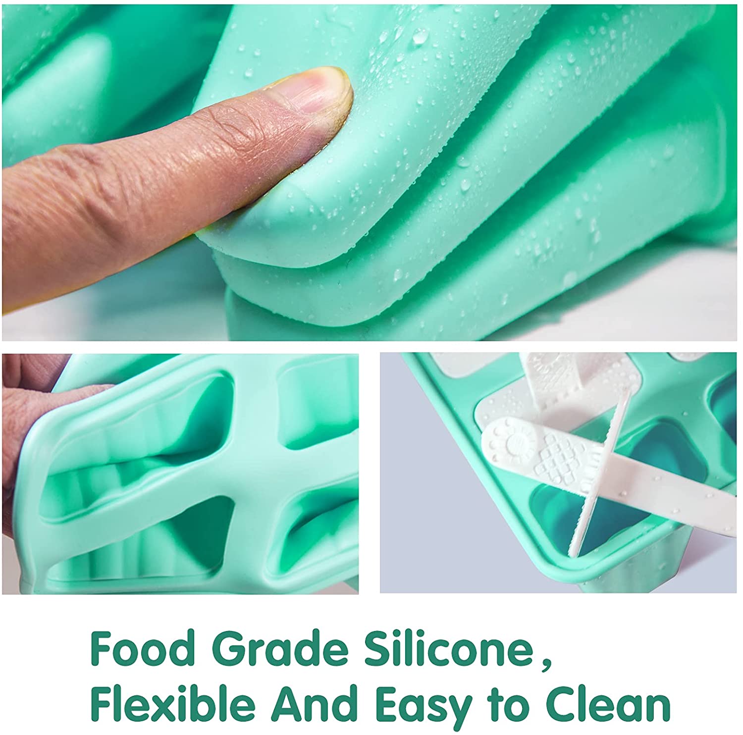Ice Lolly Moulds with Sticks, 6 Cavities Popsicle Mould, Food Grade Silicone, BPA-Free  ﻿