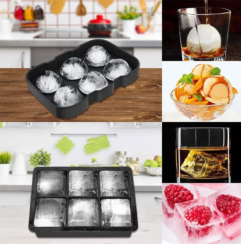 Large Ice Cube Moulds & Ice Ball Maker with Funnel