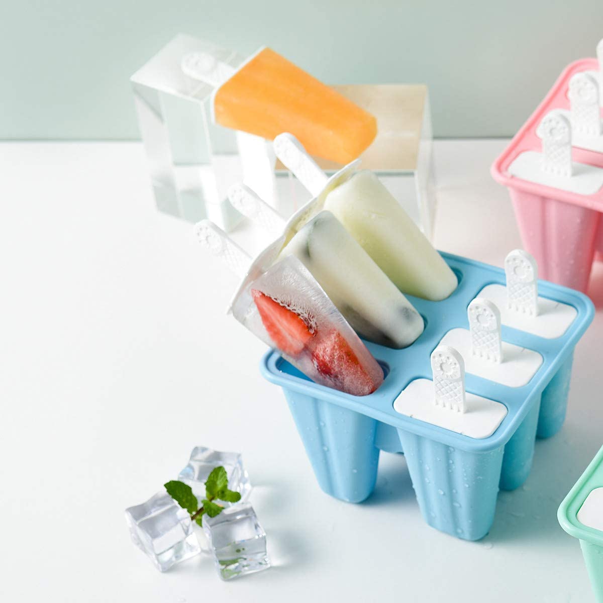 Blue Ice Lolly Moulds with sticks