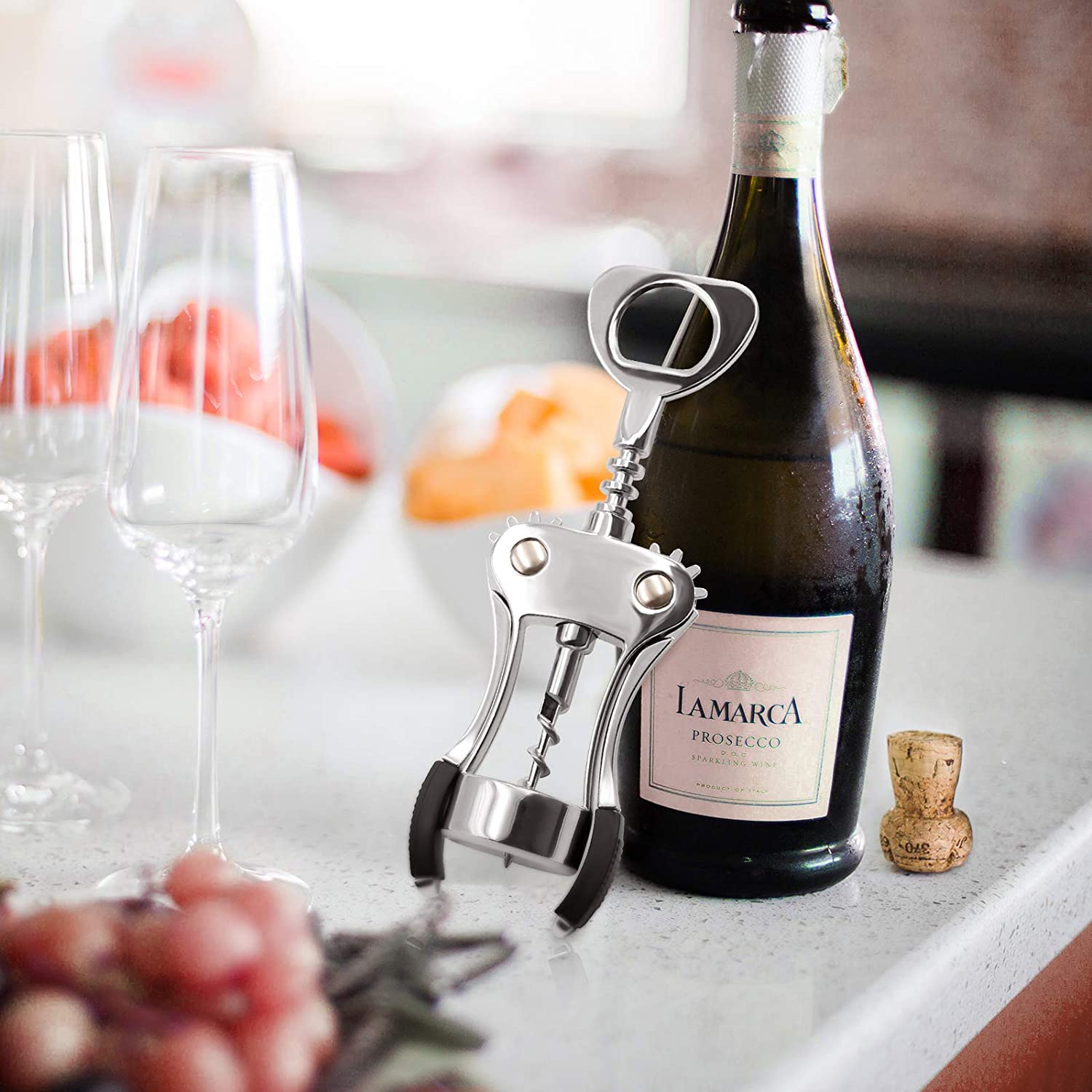 Wing Corkscrew Wine Bottle Opener with Bottle Stopper