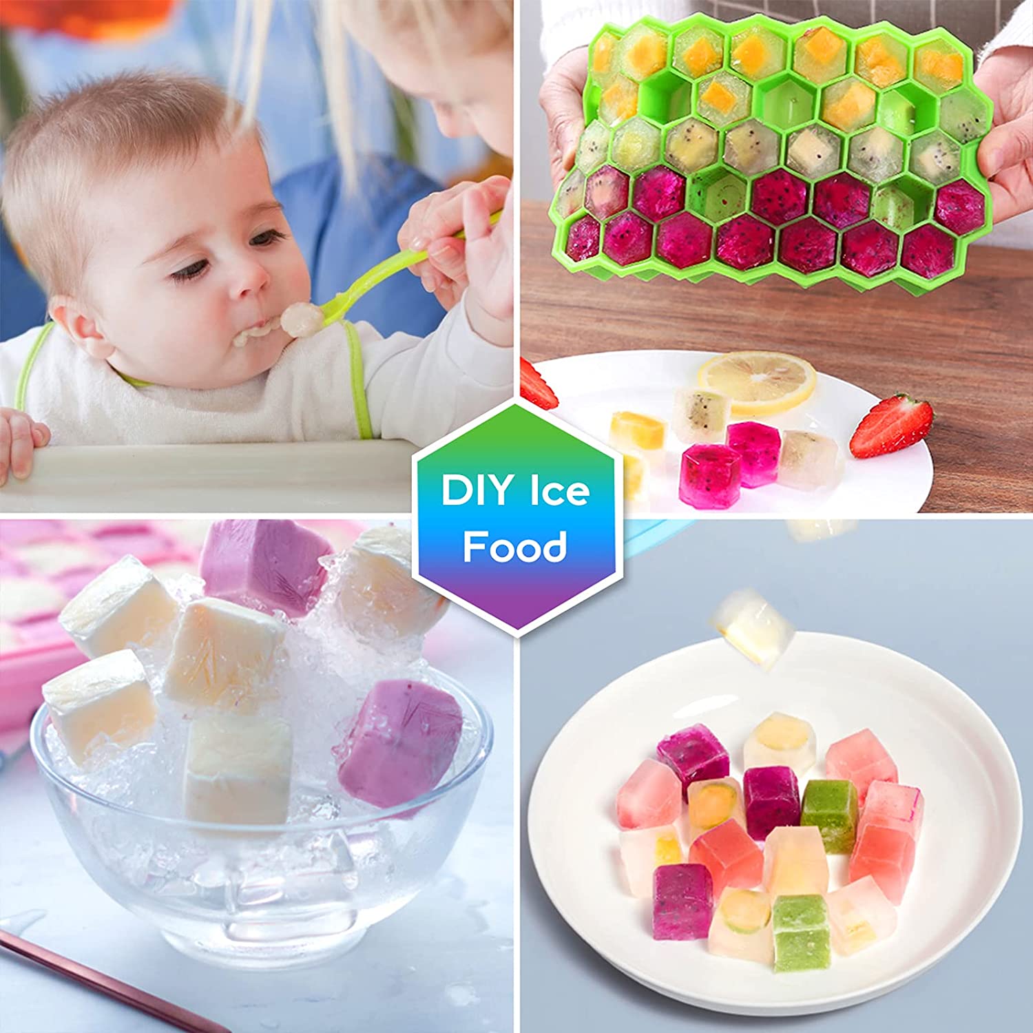 2 Pcs Ice Cube Tray with Lid, Soft Silicone