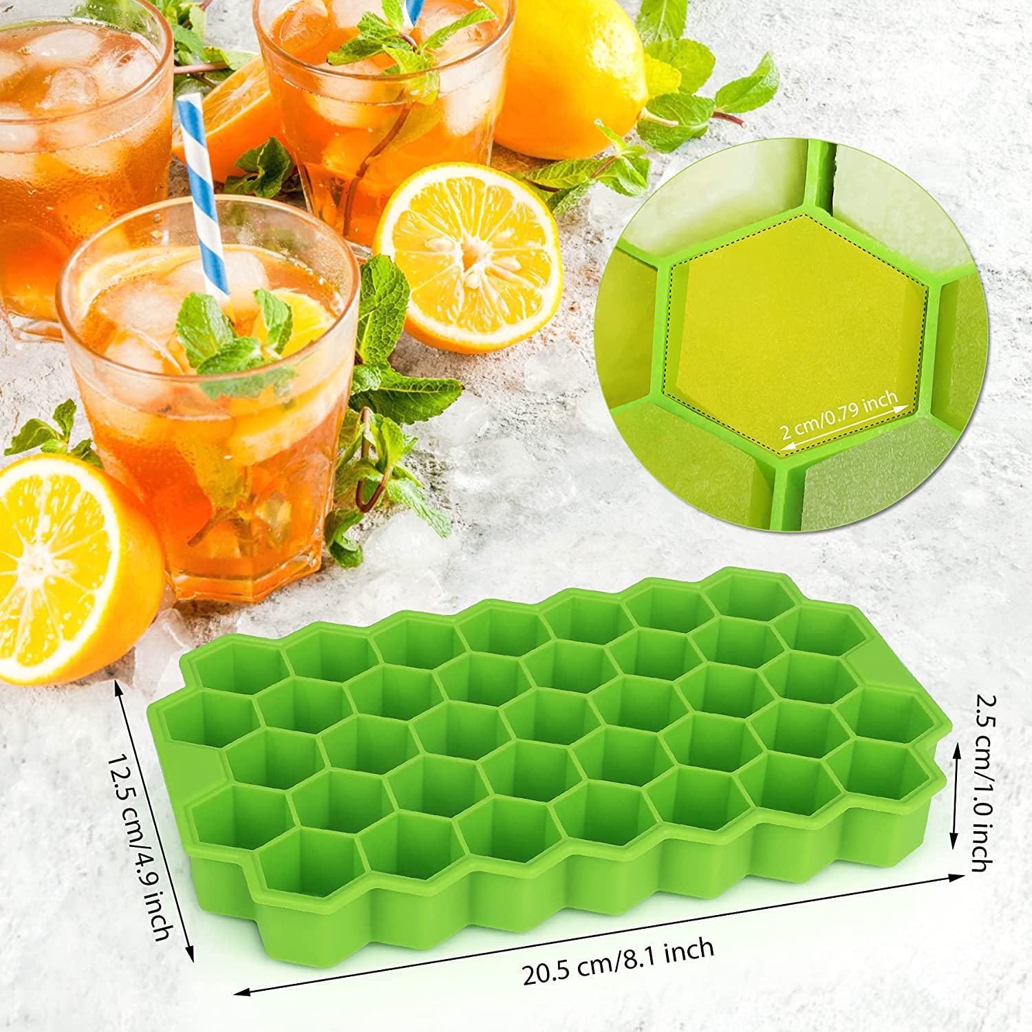 2 Pcs Ice Cube Tray with Lid, Soft Silicone
