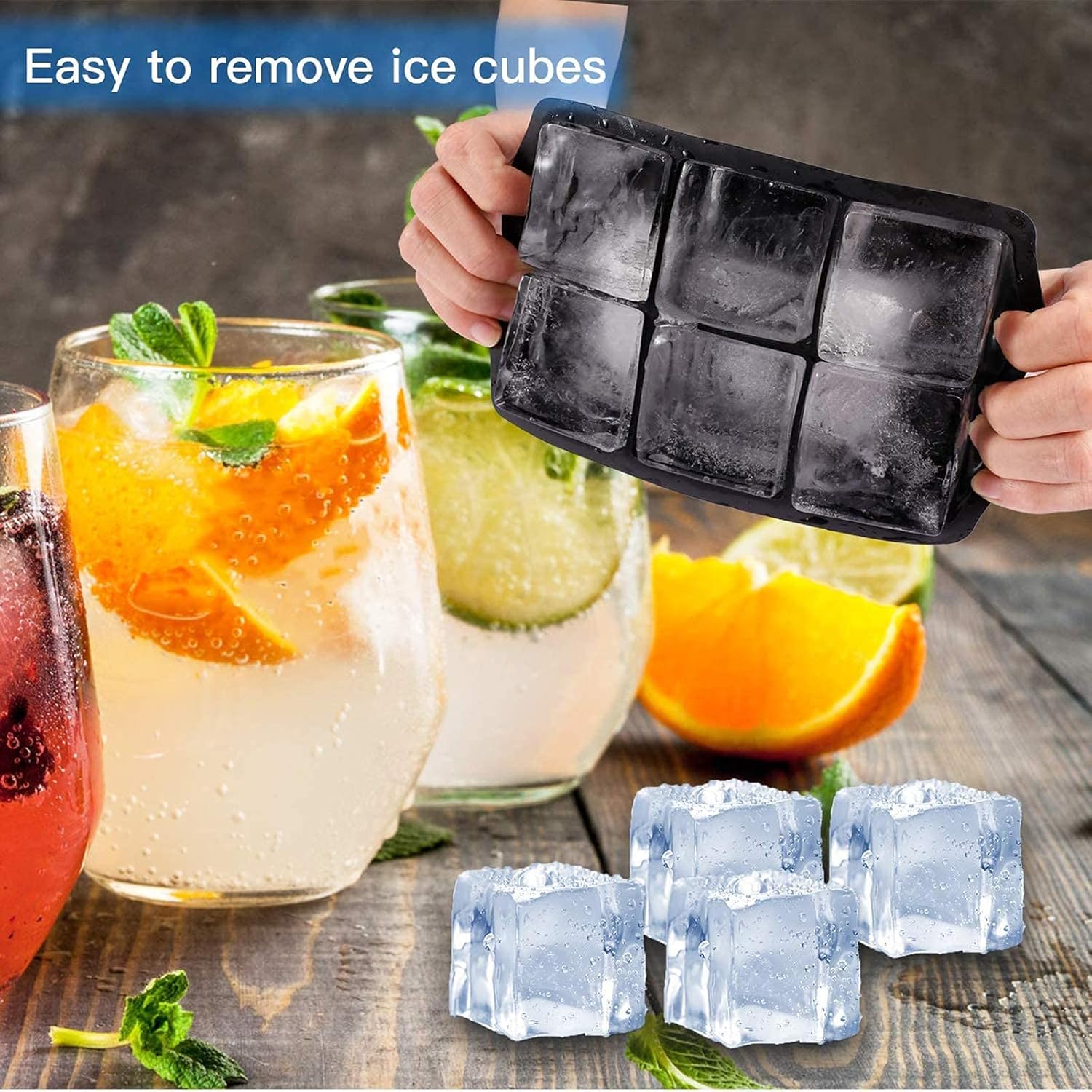 Large Ice Cube Moulds & Ice Ball Maker with Funnel