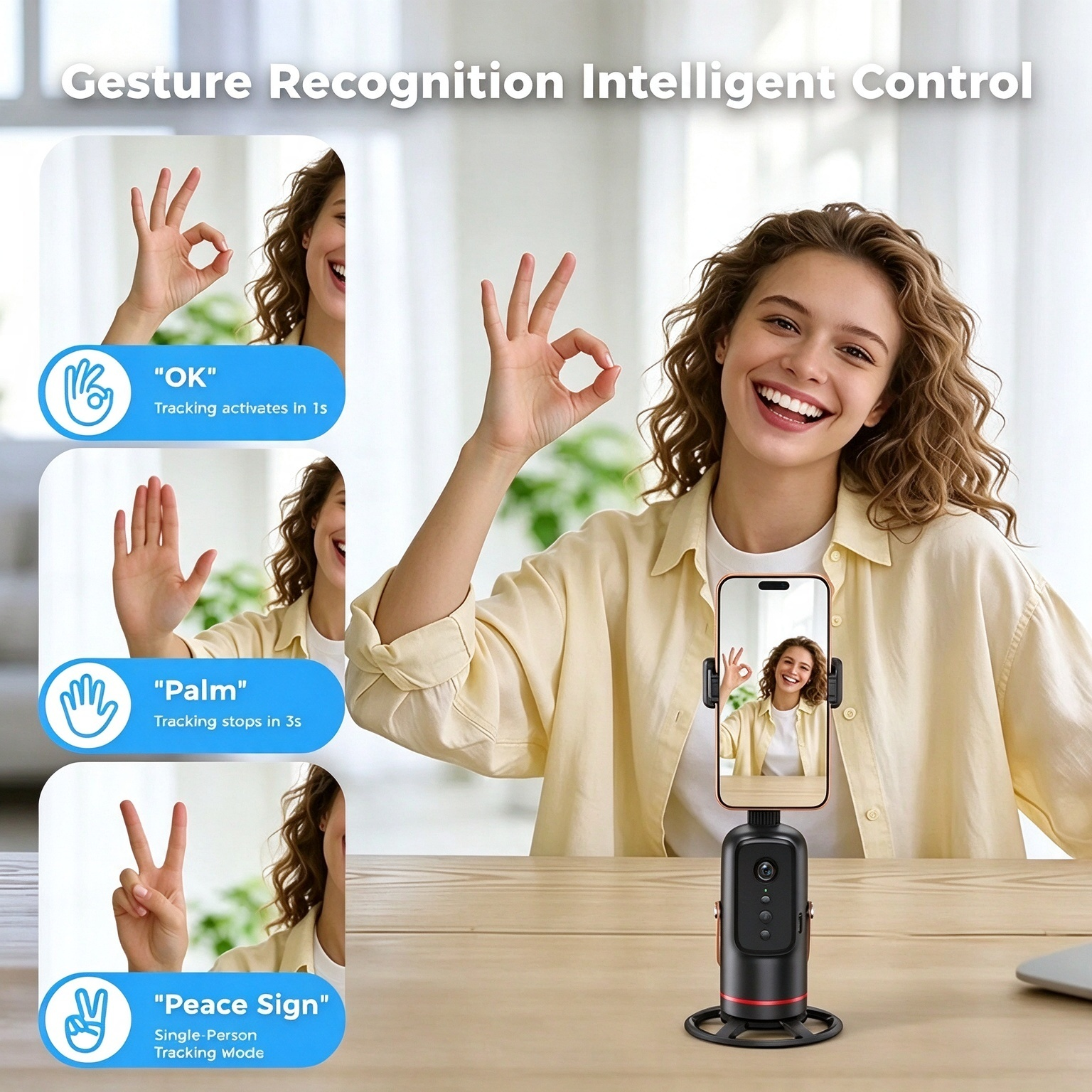Auto Face Tracking Tripod with Gesture Control