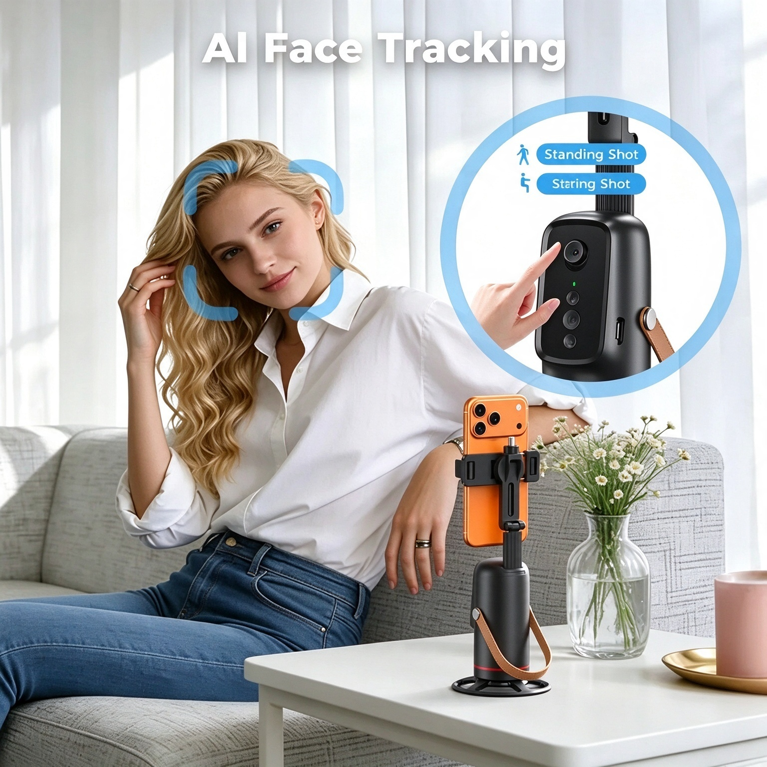 Auto Face Tracking Tripod with Gesture Control