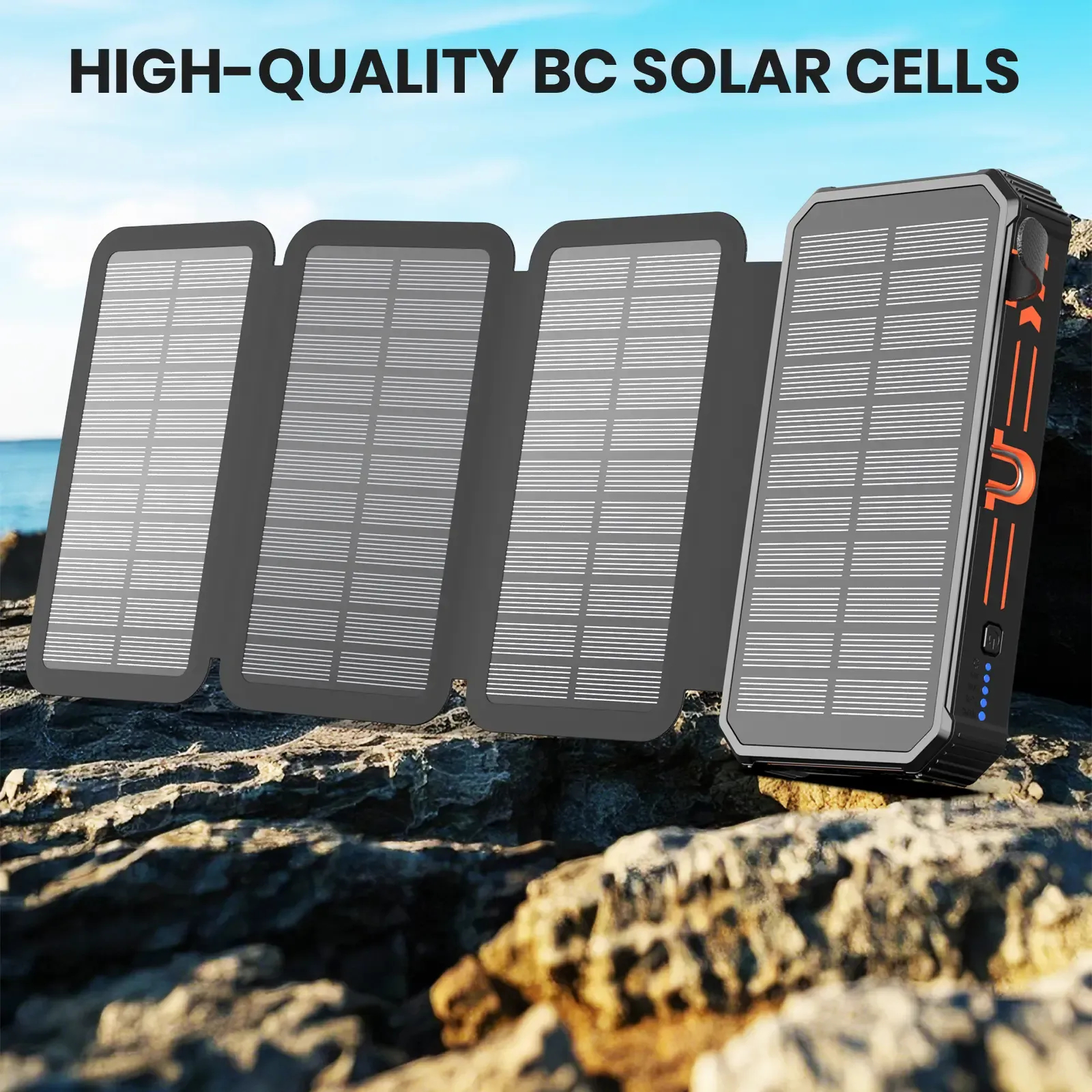 Solar charging power bank outdoors